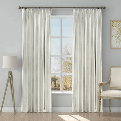 Stefana Silber Print Linen Blend Curtain Drapery Pleated -TWOPAGES