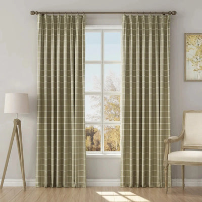 Stefana Silber Print Linen Blend Curtain Drapery Pleated -TWOPAGES
