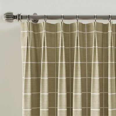 Stefana Silber Print Linen Blend Curtain Drapery Pleated -TWOPAGES