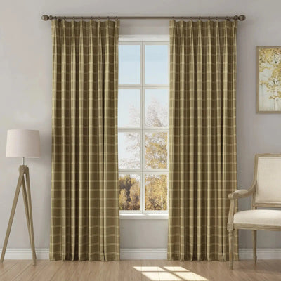 Stefana Silber Print Linen Blend Curtain Drapery Pleated -TWOPAGES