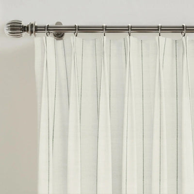 Stefana Silber Print Linen Blend Curtain Drapery Pleated -TWOPAGES