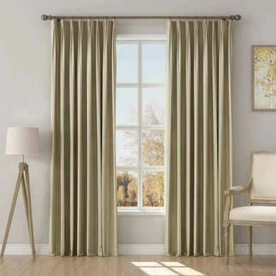 Stefana Silber Print Linen Blend Curtain Drapery Pleated -TWOPAGES