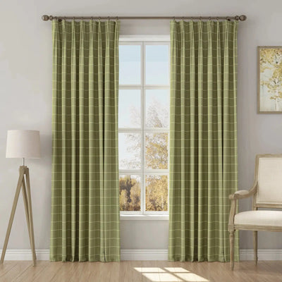 Stefana Silber Print Linen Blend Curtain Drapery Pleated -TWOPAGES