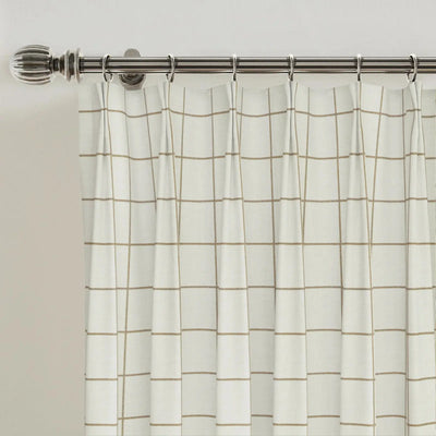 Stefana Silber Print Linen Blend Curtain Drapery Pleated -TWOPAGES
