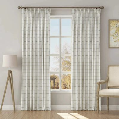 Stefana Silber Print Linen Blend Curtain Drapery Pleated -TWOPAGES