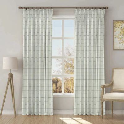 Stefana Silber Print Linen Blend Curtain Drapery Pleated -TWOPAGES