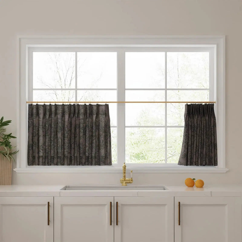 Sara Le Print Linen Pleated Cafe Curtains -TWOPAGES