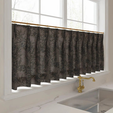 Sara Le Print Linen Pleated Cafe Curtains -TWOPAGES