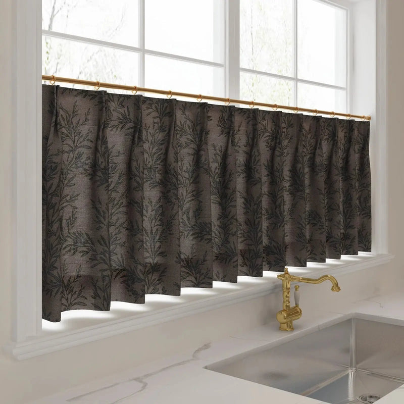 Sara Le Print Linen Pleated Cafe Curtains -TWOPAGES