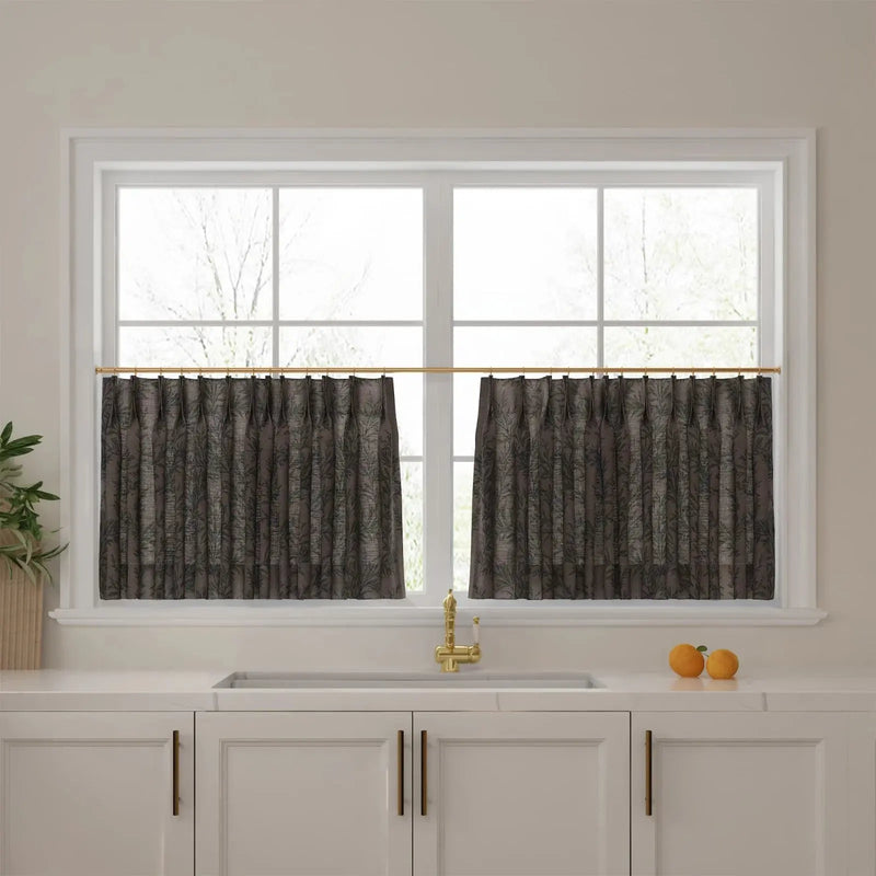 Sara Le Print Linen Pleated Cafe Curtains -TWOPAGES