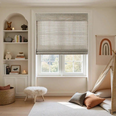 Natural Ramie Bamboo Woven Shade - Woodsmoke -TWOPAGES CURTAINS