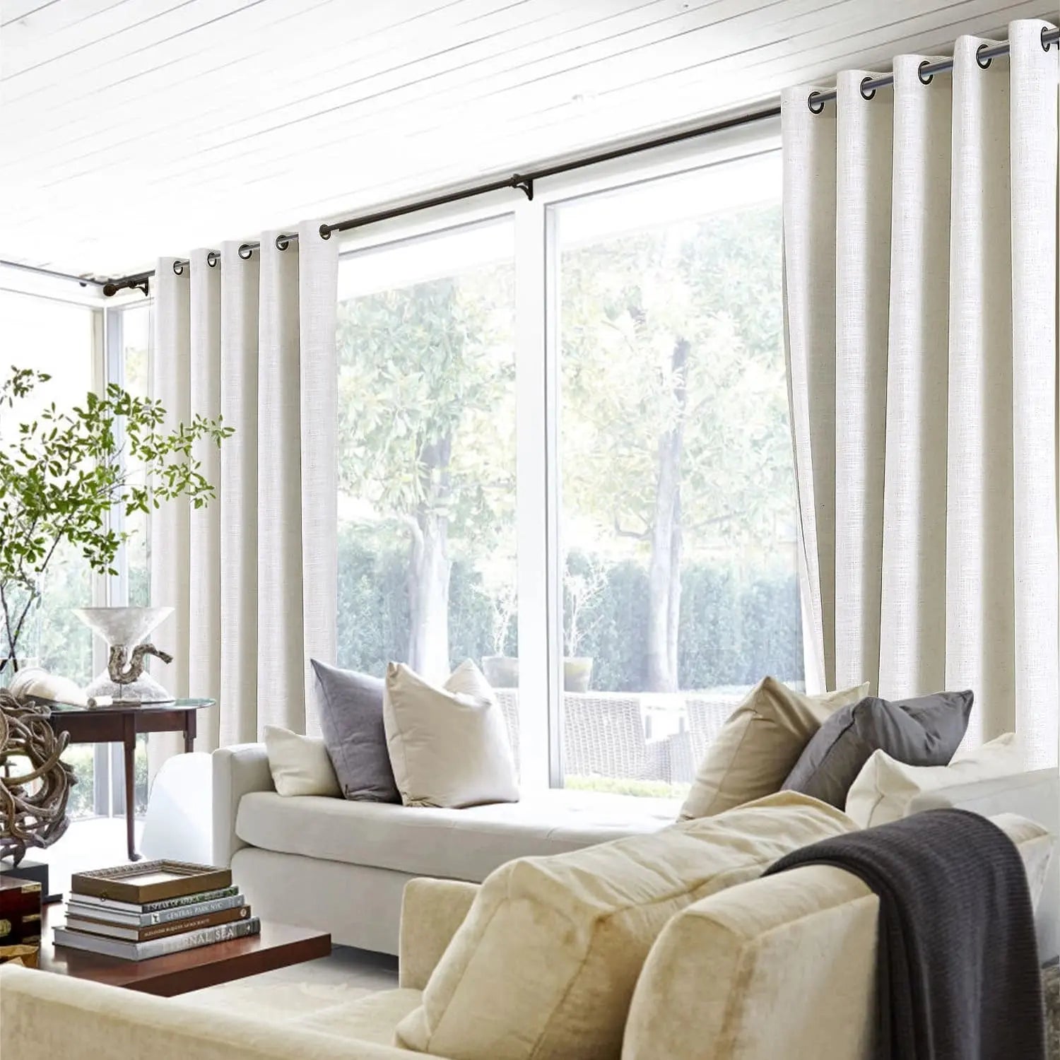 Liz Thick Living Room Linen Curtain With Grommets