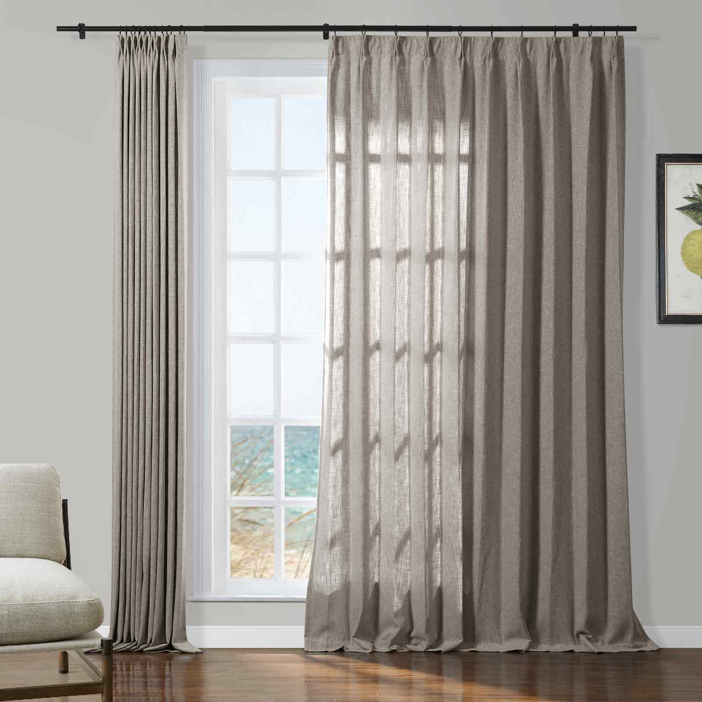 Sarai Textured Metallic Cotton Blend Curtain Pleated