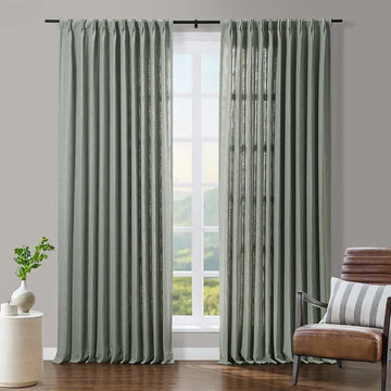Tia Linen Blend Curtain Drapery Pleated TWOPAGES