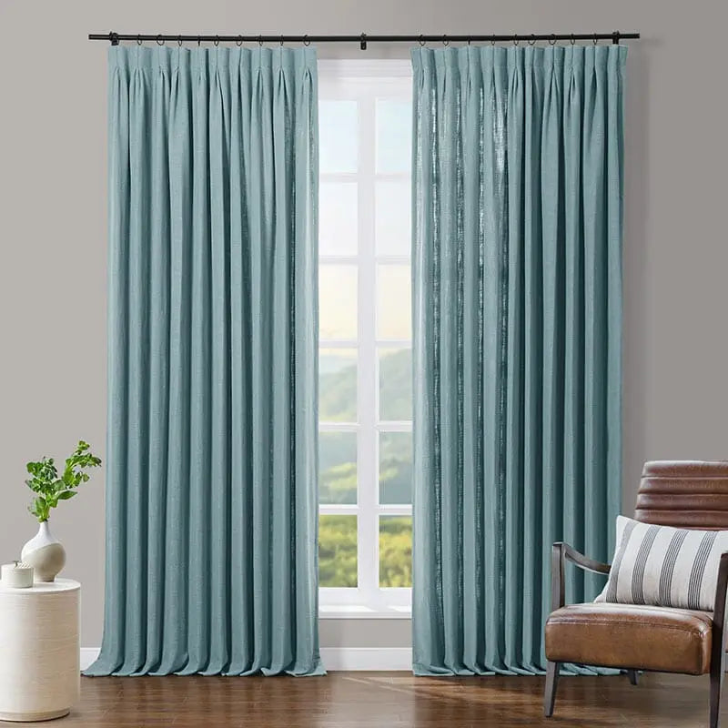 Tia Linen Blend Curtain Drapery Pleated TWOPAGES