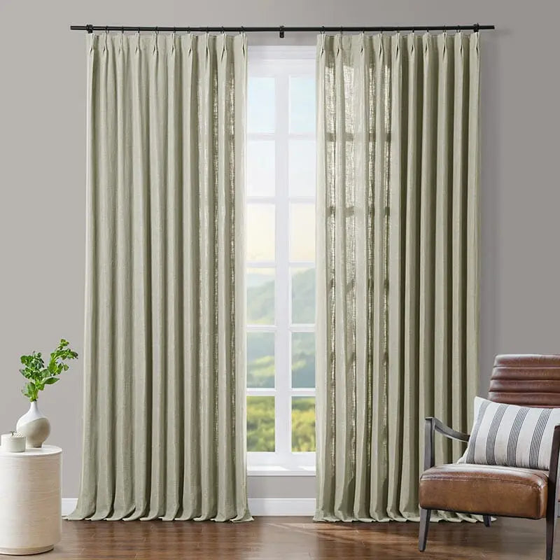 Tia Linen Blend Curtain Drapery Pleated TWOPAGES