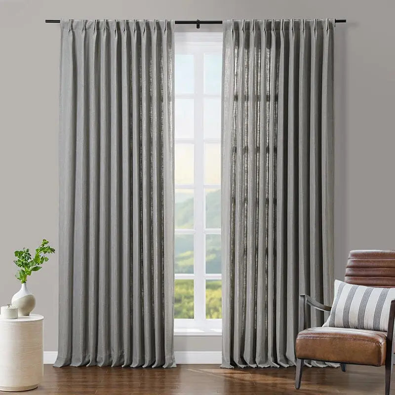Tia Linen Blend Curtain Drapery Pleated TWOPAGES
