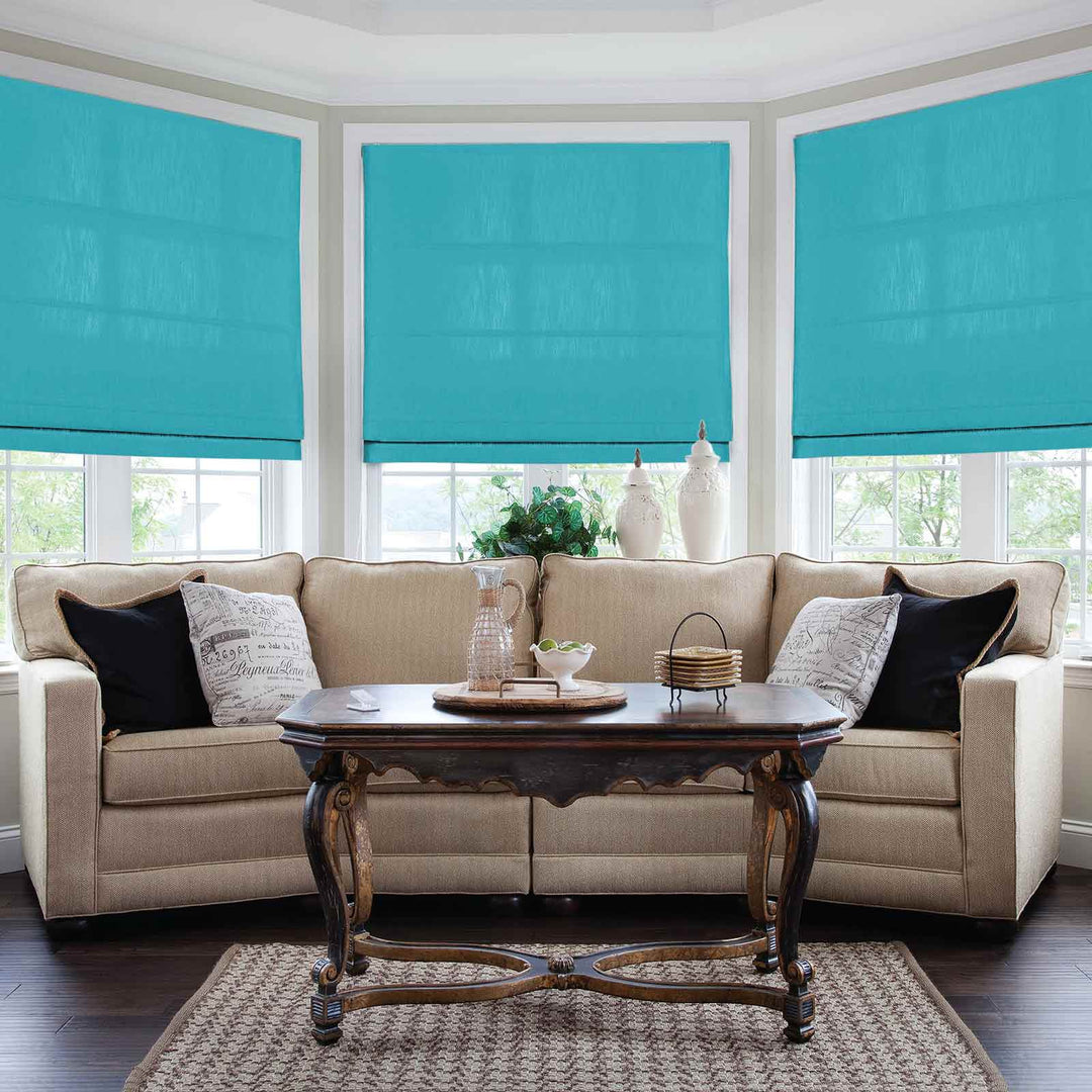 2 Colors. Cotton Roman Shades. Custom Window Blinds for Living, Dining, Kitchen, Kids Bedroom, Nursery, Office & cheapest Study. Blue/ Yellow