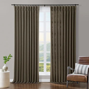 Tia Linen Blend Curtain Drapery Pleated TWOPAGES