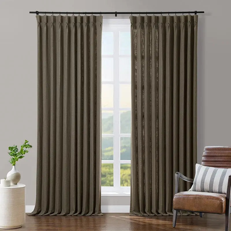 Tia Linen Blend Curtain Drapery Pleated TWOPAGES