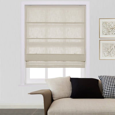 LIZ Linen Customized Roman Shade, Canvas Roman Shade with Loop Control, Kitchen Window Door Roman Shade, Install Hardware Included TWOPAGES CURTAINS Birch 1908-5 