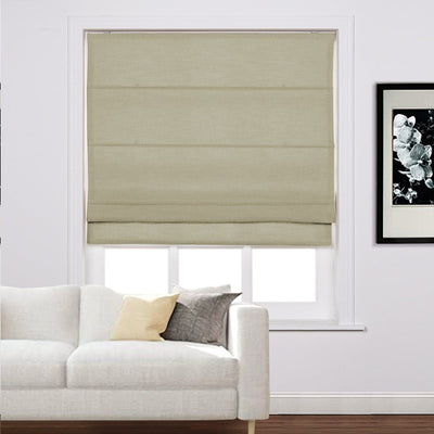 LIZ Linen Customized Roman Shade, Canvas Roman Shade with Loop Control, Kitchen Window Door Roman Shade, Install Hardware Included TWOPAGES CURTAINS Grey Beige 1908-6 