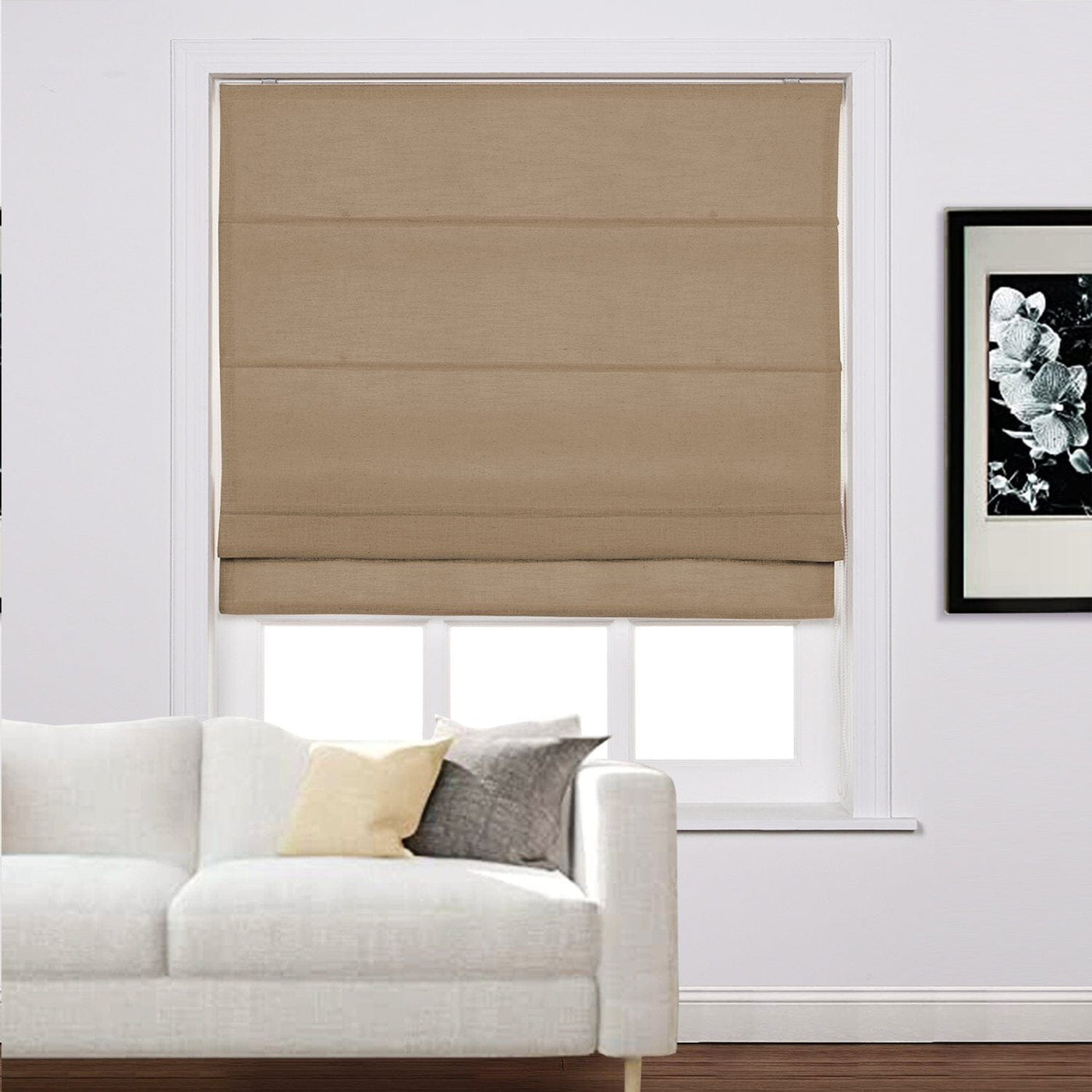 LIZ Linen Customized Roman Shade, Canvas Roman Shade with Loop Control, Kitchen Window Door Roman Shade, Install Hardware Included TWOPAGES CURTAINS Rust Brown 1908-9 