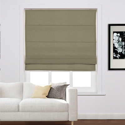 LIZ Linen Customized Roman Shade, Canvas Roman Shade with Loop Control, Kitchen Window Door Roman Shade, Install Hardware Included TWOPAGES CURTAINS Taupe Grey 1908-8 